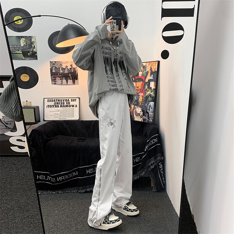 男士牛仔裤高街vibe拉链开叉痞帅潮牌直筒微喇长裤 GN1607-P55图片