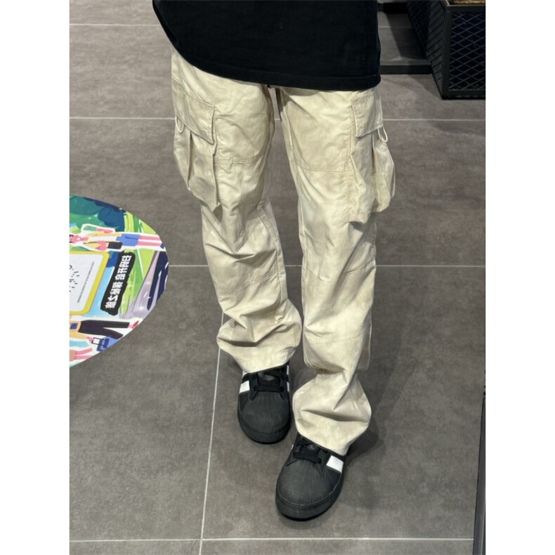 【有货】杏色扎染大口袋速干工装裤美式高街裤子宽松G73LL-特P48,男装工装外套,星座1007（原301D）