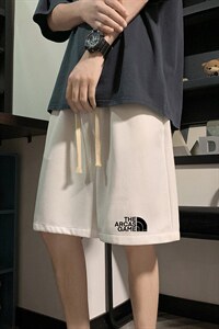 HD74232-P22 华夫格短裤男大码宽松五分裤男直筒中裤图片