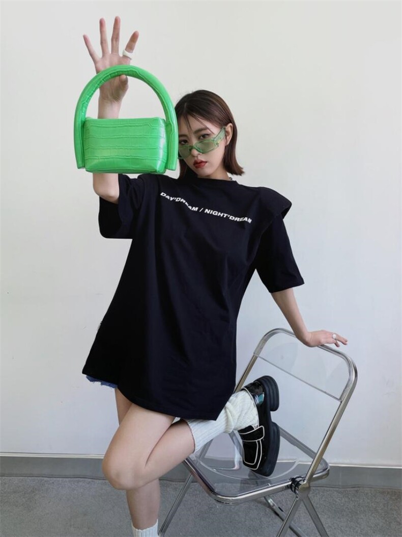 垫肩大版T恤，女装T恤，YSQ Boomboom