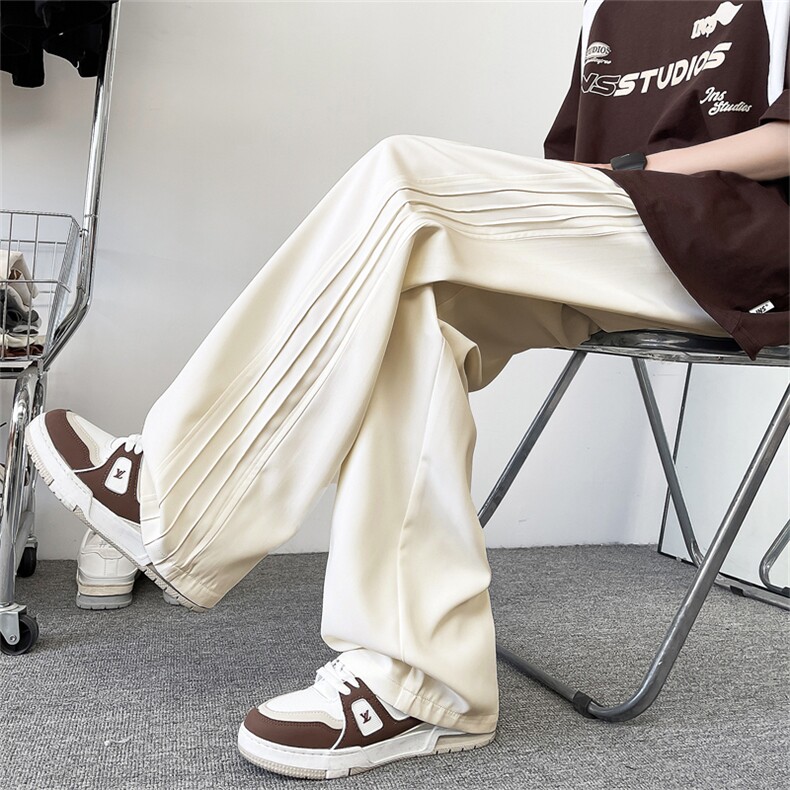 K153/P45高品质冰丝垂感美式条纹休闲裤男潮直筒百搭宽松大码西裤,男装休闲裤,电商基地A050