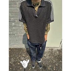 美式镂空网眼纹理针织短袖POLO衫T恤男夏季韩系轻熟风上衣体恤衫，男装T恤，星座506A