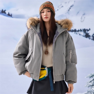 情侣款座山雕加绒加厚羽绒服男美式古毛领外套 XZ309 Y95721 P278图片
