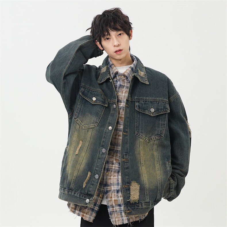 《现货主推》春季破洞牛仔夹克外套GXX03-P80控118,男装夹克,电商C303