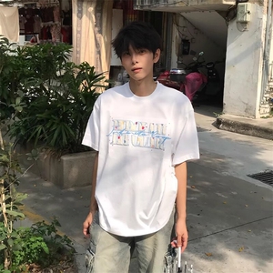 万针全刺绣工艺抖音得物高品质260克重磅纯棉双纱美式高街短袖T恤图片