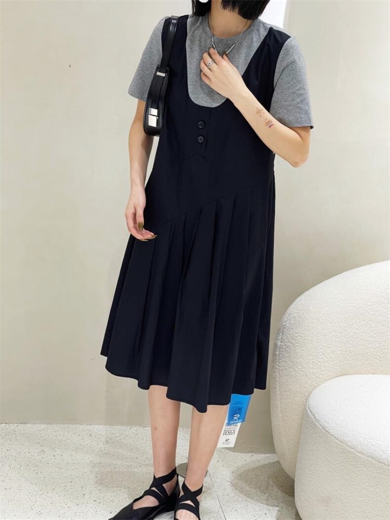 拼接假两件连衣裙，女装连衣裙，雷洛奇丽