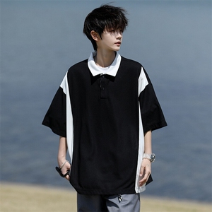8XL-M拼接撞色短袖t恤男款夏季新款半袖POLO衫加肥加大码DT004P38图片