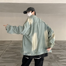 美式高街牛仔外套男休闲时尚春秋港风宽松水洗工装夹克男JK2115，男装夹克，星座1116A-1（原606A）