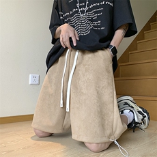 港风麂皮绒休闲裤美式高街五分裤宽松大码直通短裤DK011P32，男装牛仔裤，星座1204-3