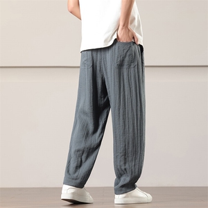 春夏新款帅气透气阔腿直筒裤风宽松大码男士休闲裤K2506-P70图片