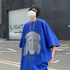 B239-1099-P25美式柳钉人像印花夏季高街重磅落肩袖短袖T恤男，男装T恤，星座514-2(原B239)