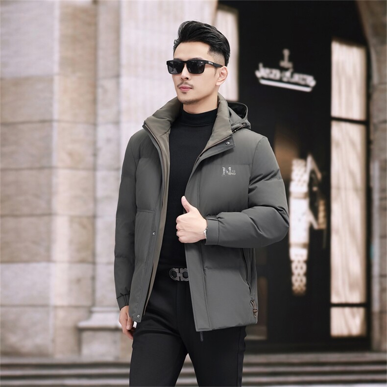 新款新标90绒中年羽绒服外套男士秋冬拆卸帽时尚休闲羽绒服夹克,男装夹克,钱塘723