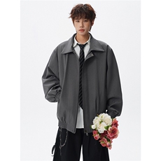 春秋季美式复古哈灵顿行政夹克衫大码翻领廓形西装外套LJ901特P80，男装夹克，电商B215