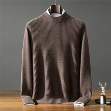 2026年秋季套头宽松半高领时尚百搭通勤小碎花，男装羊绒套衫，曼云男装羊绒