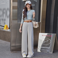 BAO款白灰色直筒牛仔裤女春秋季25新款今年流行小个子宽松阔腿裤，女装牛仔裤，美拉德工厂直营店