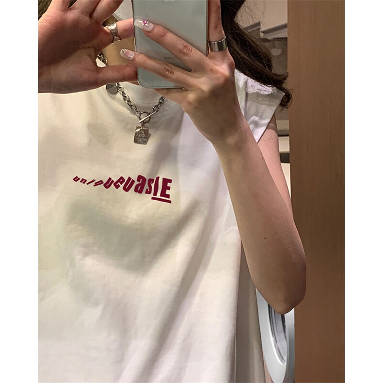 休闲简约印花设计短袖日系男女同款宽松无袖坎肩上衣HY790TP16,男装T恤,电商A102B