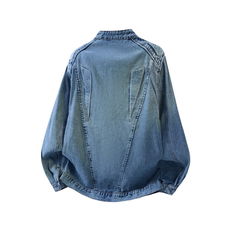 图立体浮雕垫肩牛仔外套美式立领工装夹克A025-GY68959-P78,男装工装外套,电商A025