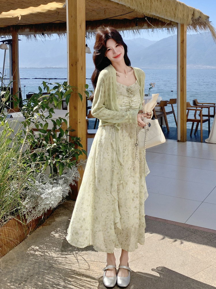 新品现货法式休闲小碎花两件套连衣裙2C271-9607-P165-K268,女装套装/套裙,2C271