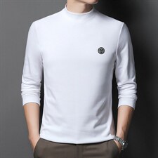 2024春季纯色长袖T恤男半高领韩版体恤春秋潮流男装时尚打底衫P78，男装T恤，钱塘6003A(原)4033A
