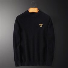 2540冬季新款加厚澳洲山羊绒保暖休闲美杜莎刺绣毛衣(M-4XL，男装针织衫/毛衣，钱塘2010-1