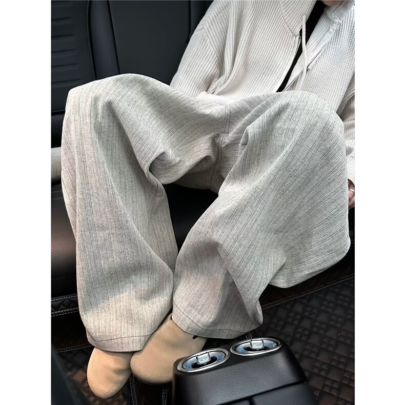 反口袋设计竖条纹休闲裤男美式复古字母印花直筒阔腿裤LB0555-P58,男装休闲裤,星座1008