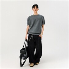 2026夏100棉华夫格老钱肌理感正肩针织短袖T恤TTMT05-特P45控78，男装T恤，星座1315