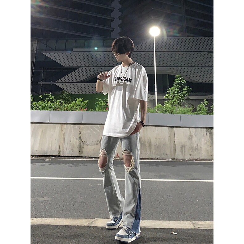 美式高街ins小众破洞牛仔裤货号K751P60,男装牛仔裤,电商A063