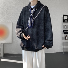 现货WY10170-特P48加绒P58设计感可拆卸丝巾百搭大码卫衣小众，男装卫衣，电商A059