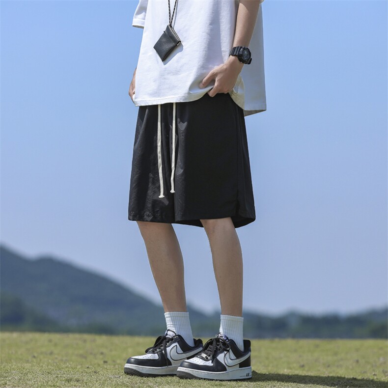 2024年夏季新款港风日系复古速干宽松阔腿休闲裤短裤男 DK816-P30图片