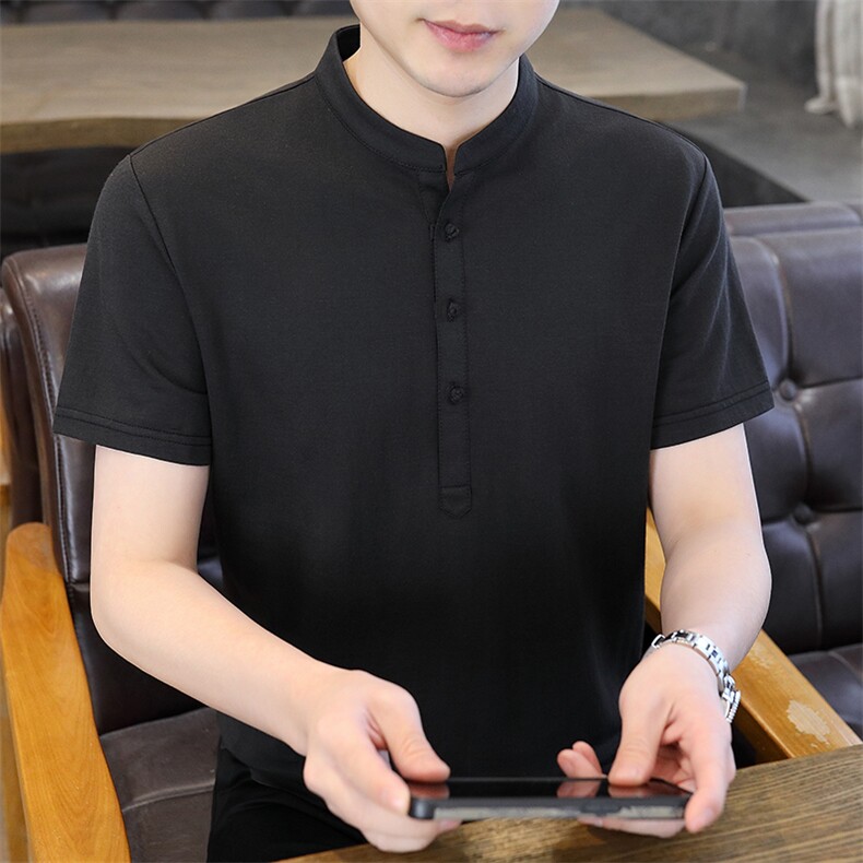 2025夏季棉麻透气清凉男士风盘扣短袖休闲T恤上衣XF9803-P50,男装T恤,星座1105-3