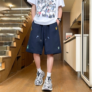短裤男夏季美式复古拼接五分裤潮牌宽松大码XZ102B-1DK2501P25图片