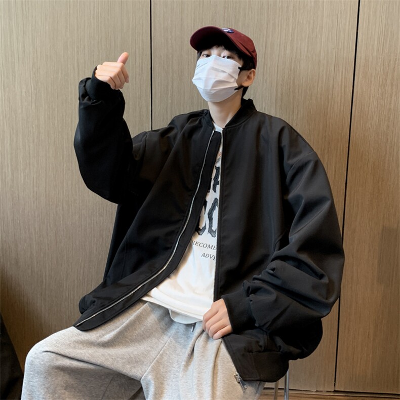 秋款情侣港风连帽工装外套贴标休闲冲锋衣夹克男JK0681-P63图片