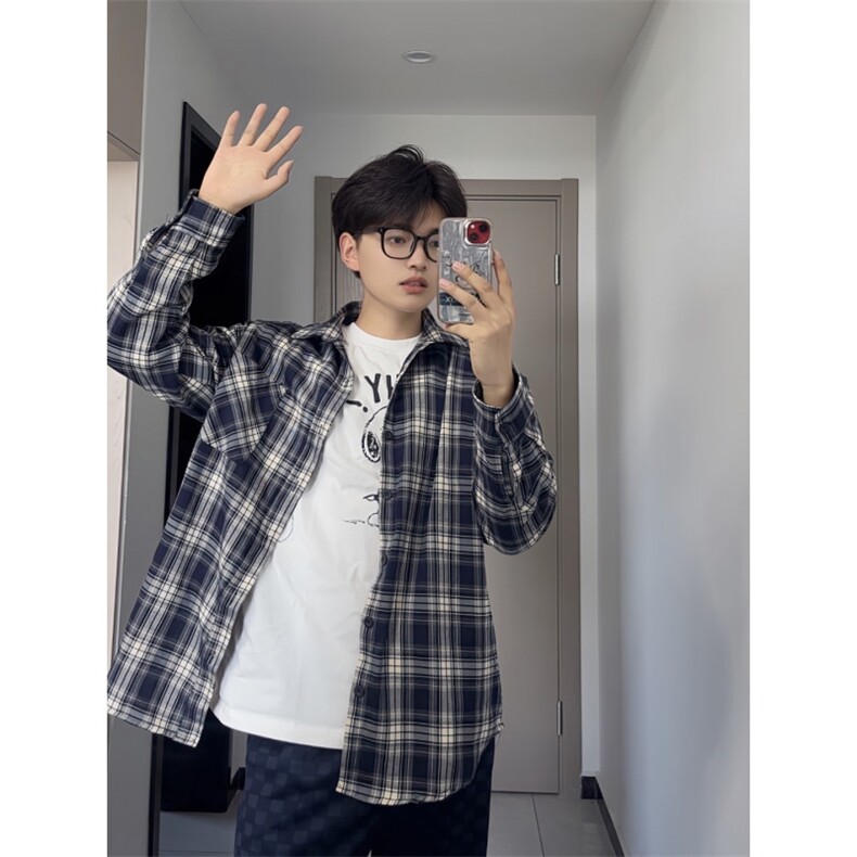 【有货】cleanfit藏青色格子衬衫男美式衬衣V3211LL-P38,男装衬衫,星座1007（原301D）