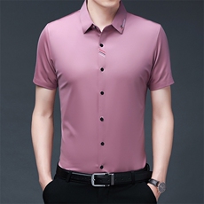 无痕短袖衬衫男2023夏季新款中年男士商务休闲半袖衬衣爸爸夏装，男装衬衫，电商B212（原钱塘6029）