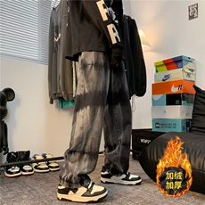 加绒加厚秋季直脚潮长裤宽松直筒男拉链牛仔裤N8805加绒P52，男装牛仔裤，星座1116-2