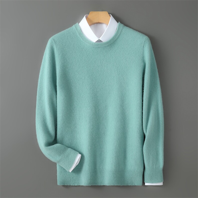 蓬松软糯~拉绒圆领纯山羊绒衫女宽松保暖2025秋冬新款针织大毛衣，男装羊毛衫，暮绒羊羊绒