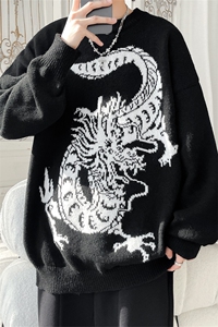 M8199/P65 圣诞节新年主题款毛衣男女同款宽松大码红色针织衫外套图片
