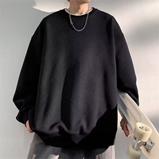 华夫格美式重磅2025卫衣男圆领秋冬宽松青少年上衣长袖打底衫，男装卫衣，星座506A