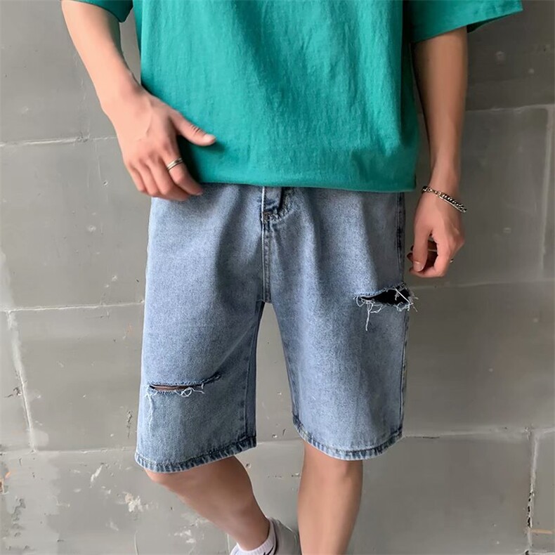 宽松直筒五分裤拉链牛仔裤水洗潮流男FA026-P32,男装牛仔裤,星座208-5