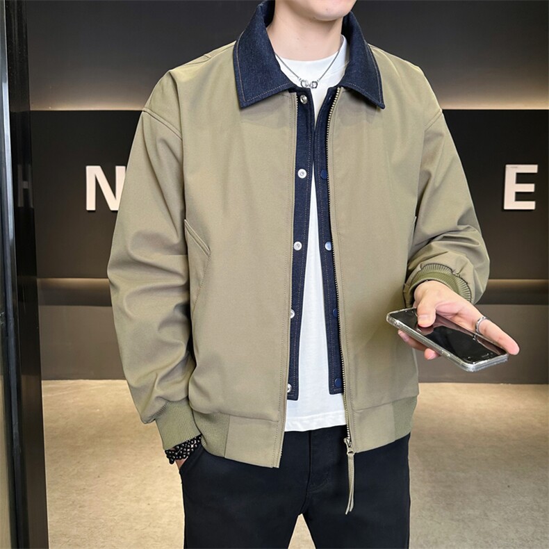 春季新款撞色拼接假两件翻领外套男休闲夹克JK02631-P80,男装夹克,星座308B-2