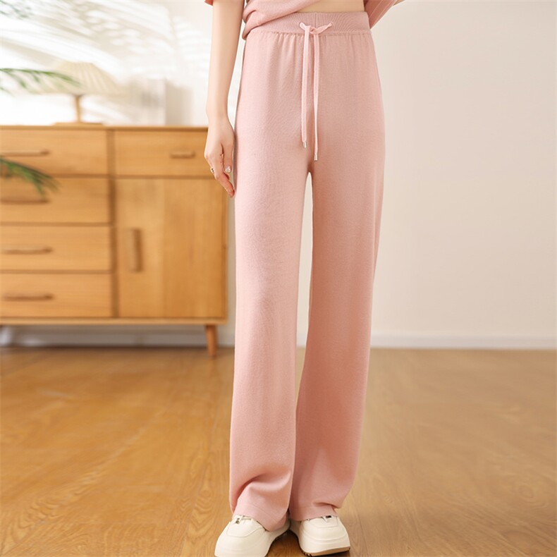 新款舒适时尚百搭女士精纺阔腿裤，女装休闲裤，飞艺羊绒