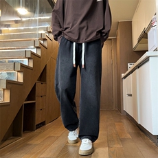抽绳牛仔裤男士春季2025新款高街宽松直筒潮流百搭裤子J8097-P50，男装牛仔裤，星座509