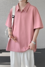 夏季新款男士肌理感冰丝短袖T恤翻领半袖T8110-P32，男装T恤，星座214-3