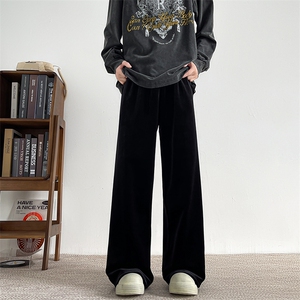 8XL-M 加绒美拉德宽松金丝绒阔腿裤垂感拖地裤K993P55加绒65控78图片