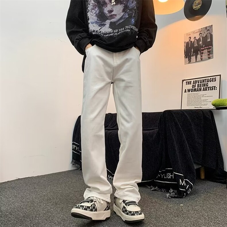 高街牛仔裤男韩版潮流裤脚拉链个性帅2024冬季ins长裤RK1285-P45图片