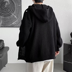 针织开衫男韩版潮流连帽2023秋冬季新款ins宽松百搭毛衣W3854-P50，男装针织衫/毛衣，星座412-3