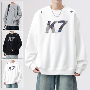 2026春季420g重磅华棉K7字母贴布刺绣潮流大码卫衣W5426特P38控75图片