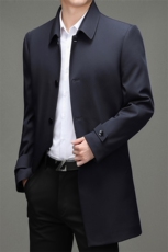 2023冬季新款男士翻领纯色棉服中年男装加厚保暖中长款棉衣服外套，男装棉衣，电商B212（原钱塘6029）