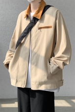 8XL-M春季水洗帆布短款夹克男生vintage美式复古工装外套JK003P98，男装夹克，电商B312