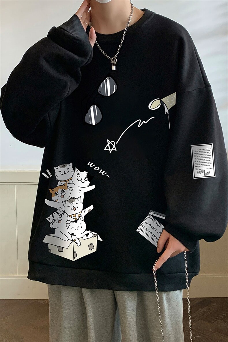 圆领卫衣男大码加厚加绒长袖t恤男S6115-P28加绒款-P33,男装卫衣,电商A040